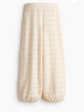Ivory TEXTURED JERSEY BALLOON-LEG PANTS